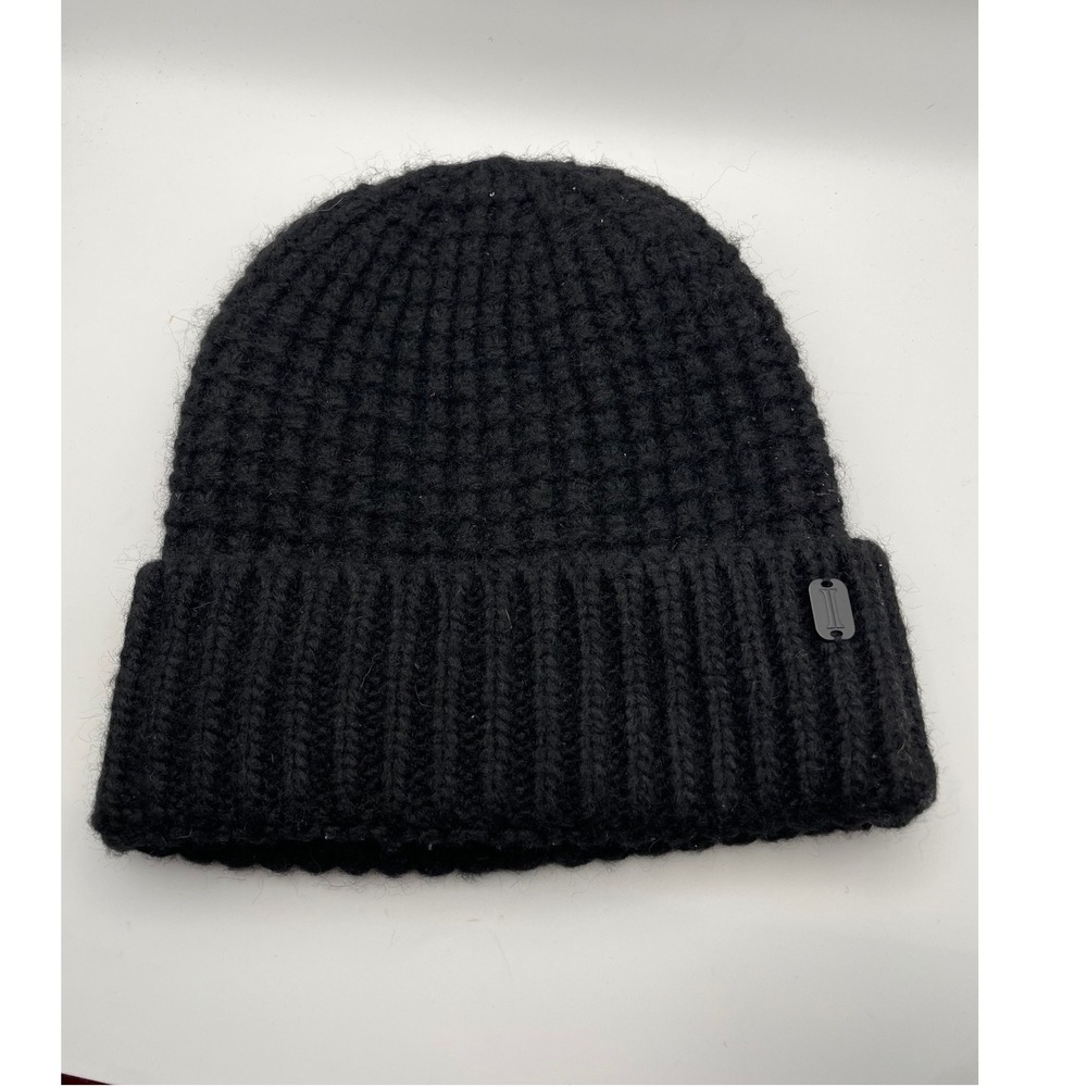 Igloos Black Knit Beanie Hat Wool Blend Ribbed‎ Cuff One Size Winter Warm
